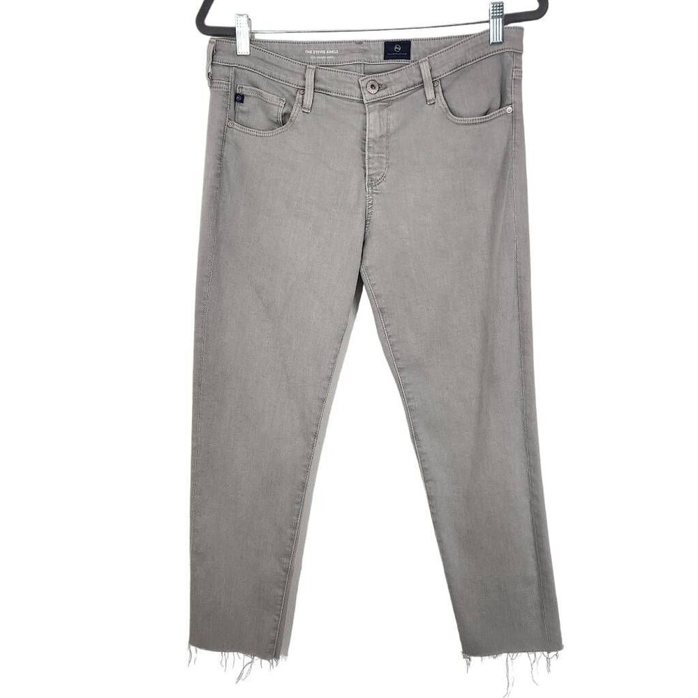 Adriano Goldschmied Gray The Stevie Ankle Jeans Size 31 Raw Edge Cropped…